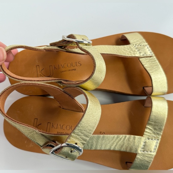 K.JACQUES  Gold sling back side buckle platform sandals size 7 - Picture 3 of 7